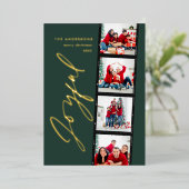 モダンミニマル数々の写真クリスマス緑 箔シーズンカード (立ち正面)