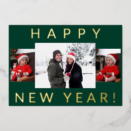 モダンミニマル新年おめでとうございます実在と金ゴールド 箔シーズンカード