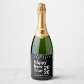 モダンミニマル新年パーティー スパークリングワインラベル (正面)