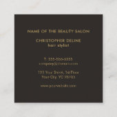 モダンミニマル暗フェイク金ゴールド美容師 スクエア名刺 (裏面)