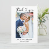 モダンミニマル書道ハート写真結婚の サンキューカード (スタンド正面)