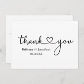 モダンミニマル書道ハート結婚ノート サンキューカード (正面/裏面)
