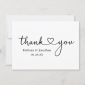 モダンミニマル書道ハート結婚ノート サンキューカード (正面)