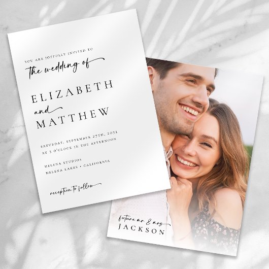 モダンミニマル書道写真結婚の 招待状