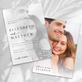 モダンミニマル書道写真結婚の 招待状