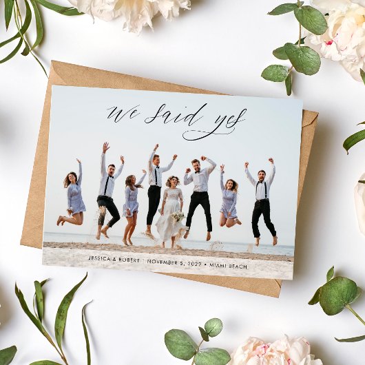 モダンミニマル書道写真結婚の 案内状