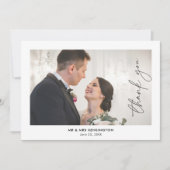 モダンミニマル書道台本の写真結婚の サンキューカード (正面)