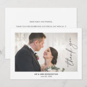 モダンミニマル書道台本の写真結婚の サンキューカード (正面/裏面)