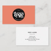 モダンミニマル桃カスタムロゴ 名刺 (正面/裏面)