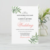 モダンミニマル植物性コーラルグ結婚リーン 招待状 (スタンド正面)