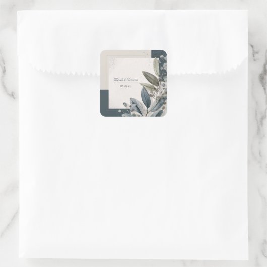 モダンミニマル植物株の幾何結婚物 スクエアシール (バッグ)