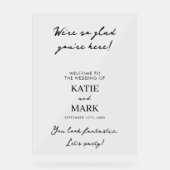 モダンミニマル歓迎結婚の印 アクリルサイン (正面)