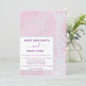 モダンミニマル水彩桃青結婚色 招待状 (スタンド正面)