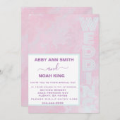 モダンミニマル水彩桃青結婚色 招待状 (正面/裏面)