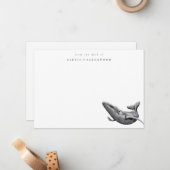 モダンミニマル水色ホエーパーソナライズされたラ ノートカード (正面/裏面インサイチュ)