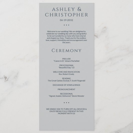 モダンミニマル海結婚軍式 プログラム (正面)