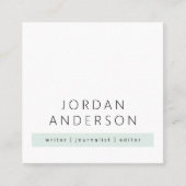 モダンミニマル淡い色のほこりっぽい海緑の色ブロック スクエア名刺 (正面)