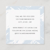 モダンミニマル淡い色のほこりっぽい青い筆跡 スクエア名刺 (裏面)