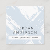 モダンミニマル淡い色のほこりっぽい青い筆跡 スクエア名刺 (正面)