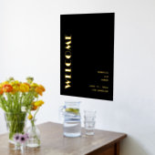 モダンミニマル無地のBlack Welcome結婚の金ゴールド 箔ポスター (レイダウン (キッチン))