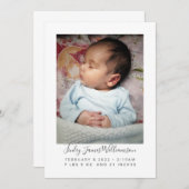 モダンミニマル生まれたばかりのPhoto Stats誕生 案内状 (正面/裏面)