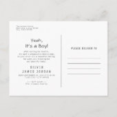 モダンミニマル男の赤ちゃん誕生発表写真 ポストカード (裏面)