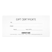 モダンミニマル白ギフト証書 ラックカード (裏面)