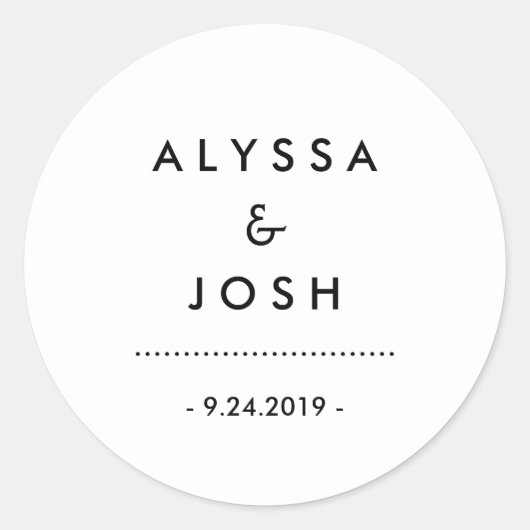 モダンミニマル白結婚色 ラウンドシール (正面)
