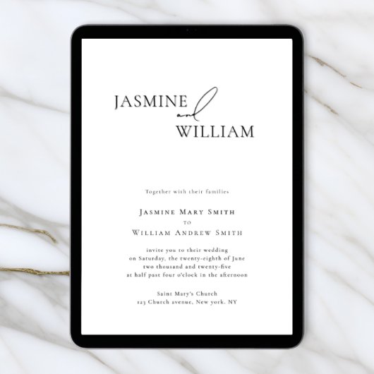 モダンミニマル白結婚色 招待状