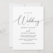 モダンミニマル白結婚黒文字 招待状 (正面)