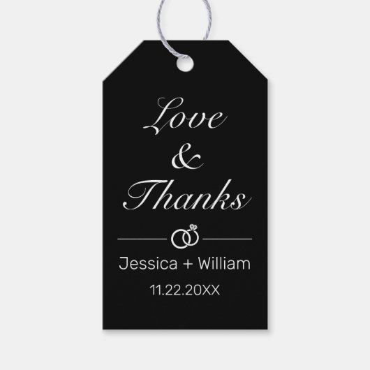モダンミニマル白結婚黒 ギフトタグ (正面)