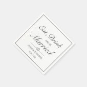 モダンミニマル白結婚黒 スタンダードカクテルナプキン (角)