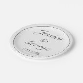 モダンミニマル白結婚黒 ペーパープレート (アングル)