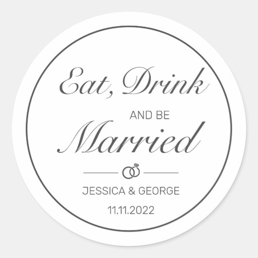 モダンミニマル白結婚黒 ラウンドシール (正面)