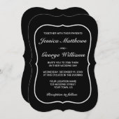 モダンミニマル白結婚黒 招待状 (正面/裏面)