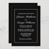 モダンミニマル白結婚黒 招待状 (正面/裏面)