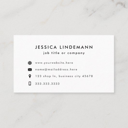 モダンミニマル白黒カスタムロゴ 名刺 (裏面)