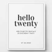 モダンミニマル白黒タイポグラフィ20歳 フォトプラーク (正面)