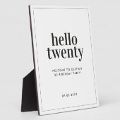 モダンミニマル白黒タイポグラフィ20歳 フォトプラーク (側面)