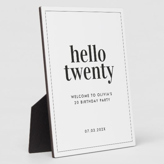 モダンミニマル白黒タイポグラフィ20歳 フォトプラーク (側面)