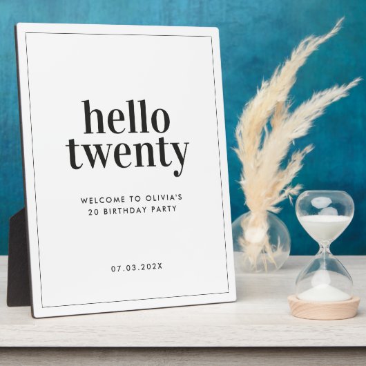 モダンミニマル白黒タイポグラフィ20歳 フォトプラーク (側面)
