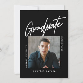 モダンミニマル白黒写真卒業会 招待状