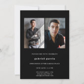 モダンミニマル白黒写真卒業会 招待状 (裏面)