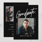 モダンミニマル白黒写真卒業会 招待状 (正面/裏面)