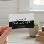 モダンミニマル白黒幾何モノグラムQR 名刺