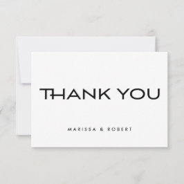 モダンミニマル白黒結婚タイポグラフィ サンキューカード