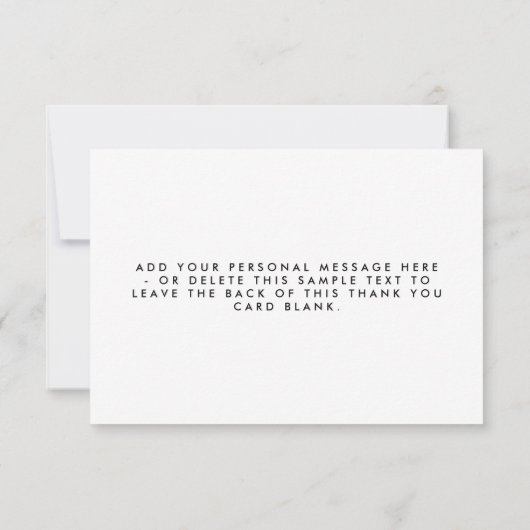 モダンミニマル白黒結婚タイポグラフィ サンキューカード (裏面)