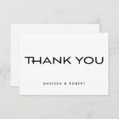 モダンミニマル白黒結婚タイポグラフィ サンキューカード (正面/裏面)