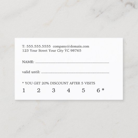 モダンミニマル白黒美しい ロイヤリティカード (裏面)