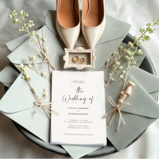 モダンミニマル白黒詳細QRコー結婚ド 招待状